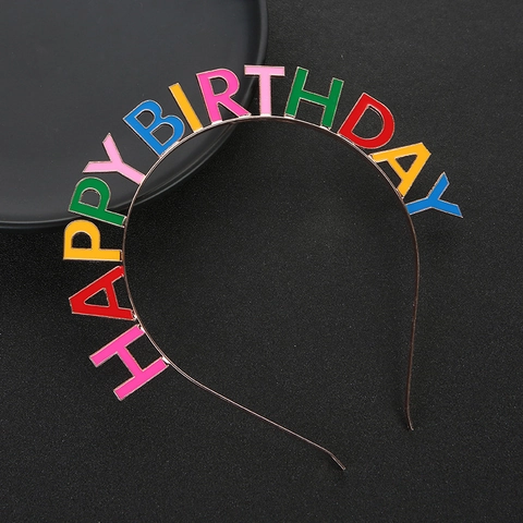 Diadema de Metal de Happy Birthday de Esmalte de Color Aleación de Aro de Pelo Accesorios de Cabello para Fiesta de Cumpleaños para Mujeres Niñas