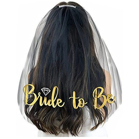 Bride To Be Wedding Veil Double Layered Mesh Head Veil With Hair Comb Bachelorette Party Bridal Shower Decoration Accessory