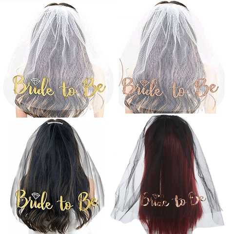 Bride To Be Wedding Veil Double Layered Mesh Head Veil With Hair Comb Bachelorette Party Bridal Shower Decoration Accessory