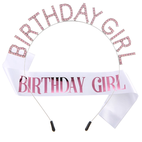 Set Fascia E Cerchietto Con Strass Birthday Girl Decorazioni Per Feste Di Compleanno Luccicanti Accessori Regalo Per Donna Ragazza