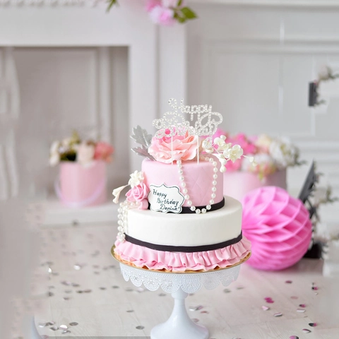 Happy Birthday Legierung Strass Kuchendekoration Party Dekoration Metall Buchstaben Kuchenstecker Gold Silber Roségold
