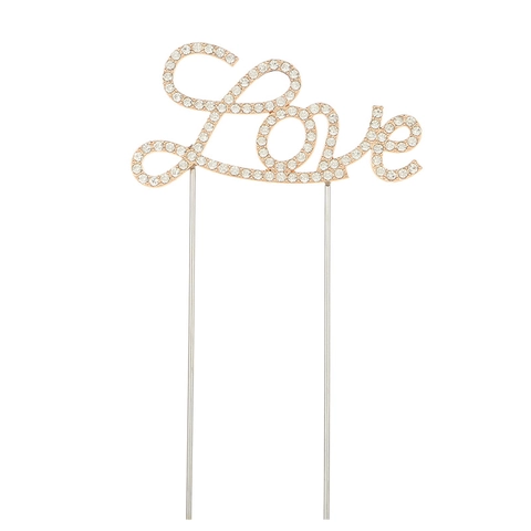 Decorazione per Torta Romantica in Lega con Strass Lettera Love per Matrimonio Compleanno Festa Oro Rosa Oro Argento Ornamento Torta