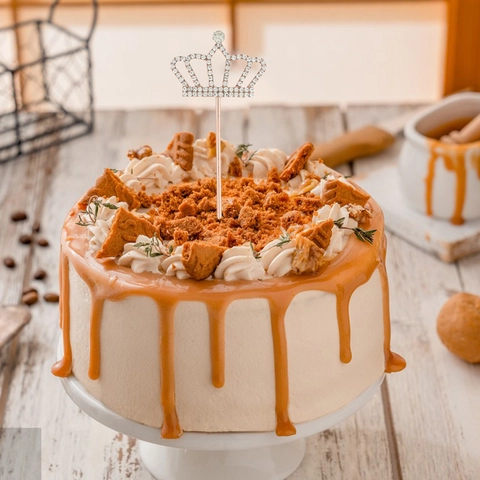 Decorazione per Torta a Corona con Strass Luccicanti Tiara in Lega di Metallo per Feste di Compleanno Matrimoni