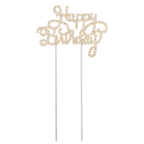 Happy Birthday Legierung Strass Kuchendekoration Party Dekoration Metall Buchstaben Kuchenstecker Gold Silber Roségold