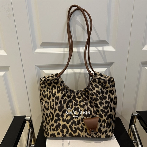 Borsa Tote da Donna Vintage con Stampa Leopardata Grande Capacità Borsa a Spalla in Pelle PU Borsa Moda Casual per Pendolari