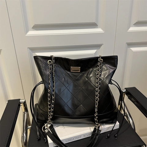 Sac Fourre-tout Matelassé Losange pour Femmes Grande Capacité Suédine Similicuir PU Chaîne Sac à Épaule Mode