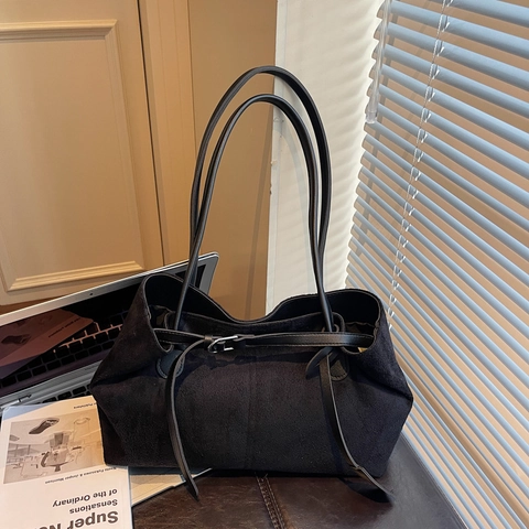 Borsa Tote a Tracolla in PU Vintage di Grande Capacità per Donna Minimalista Smerigliata Borsa Sottoascellare Urban Casual Pendolare