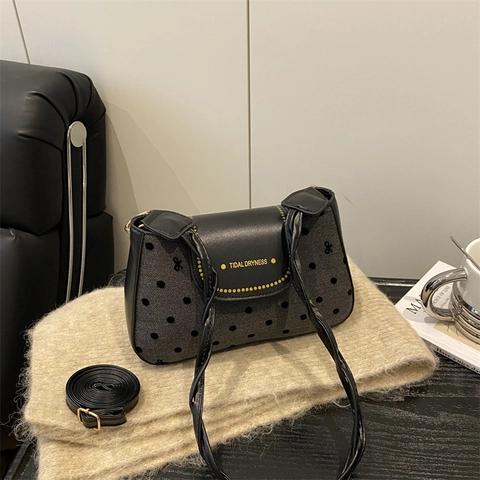 Koreanische Trendy Punktmuster Damen Schultertasche PU Leder Große Kapazität Unterarm Umhängetasche 2025 Herbst Mode Handtasche