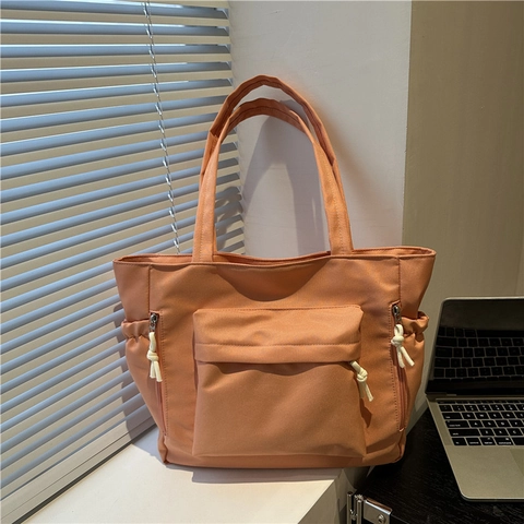 Borsa Tote in Tela di Grande Capacità Stile Giapponese per Donna Pendolare Borsa a Tracolla Minimalista Multitasca Shopper