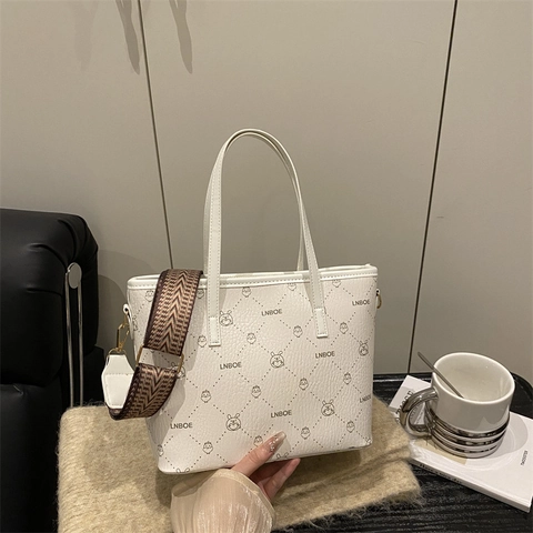 Koreanisch Lässige Tote Bag Für Damen PU Leder Schultertasche Mit Abnehmbarem Breitem Schultergurt Alltag Handtasche