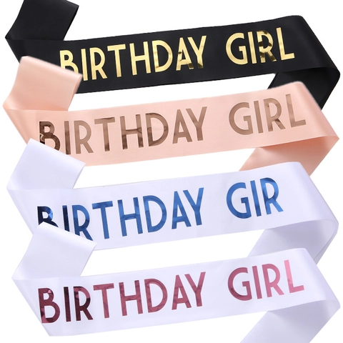 Fascia Birthday Girl in Satin Elegante Tracolla Lettere Stampate Forniture per Decorazioni per Feste per Donne Ragazze