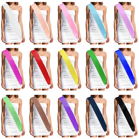 Blank DIY Satin Sash For Birthday Graduation Party Pageant Solid Color Polyester Satin Ribbon Ceremony Accessory Decoration