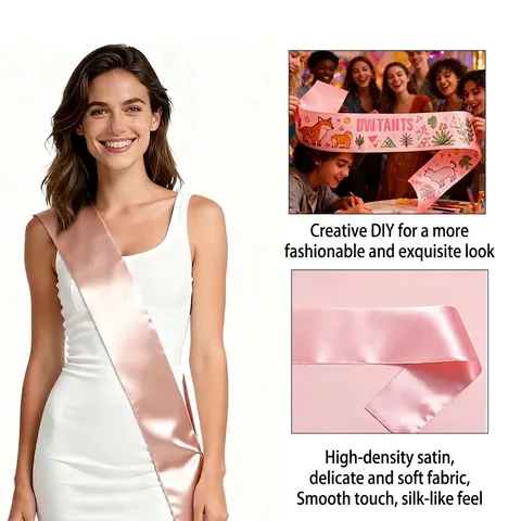 Blank DIY Satin Sash For Birthday Graduation Party Pageant Solid Color Polyester Satin Ribbon Ceremony Accessory Decoration