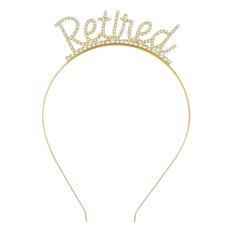 Cerchietto alla Moda in Lega con Strass Scritta Retired per Donna Accessorio per Capelli per Festa di Pensionamento