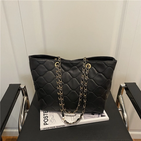 Damen Mode Gesteppt Rauten Schultertasche Große Kapazität PU Leder Tote Bag Mit Goldener Kette Einfach Minimalistische Unterachseltasche