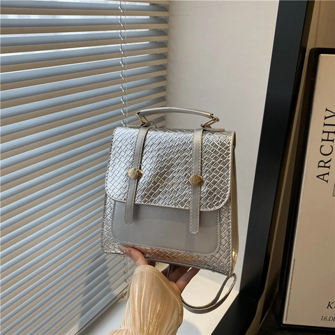 Mochila Casual de PU para Mujer Estilo Preppy Color Sólido Bolso Bandolera Multifuncional Mini Bolso de Hombro para Escuela