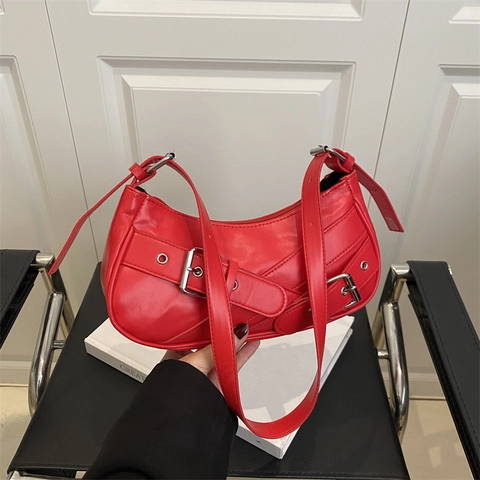 Bolso de Hombro de Axila de Nailon de Media Luna Vintage para Mujer Bolso Hobo de Color Sólido Con Hebilla