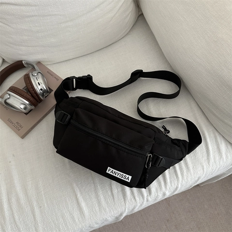 Bolso de Hombro Casual de Nailon para Mujer Gran Capacidad Bolso de Pecho Moda Callejera Riñonera Color Sólido Ligero