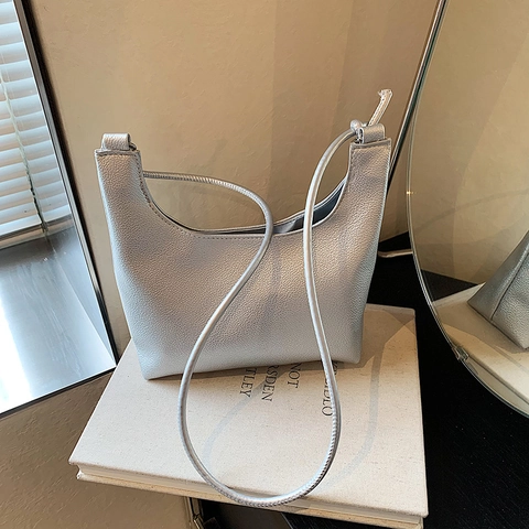 Retro PU Leder Hobo Umhängetasche Mit Großer Kapazität Für Damen Urban Minimalistisch Lychee Textur Tote Bag Lässige Tasche