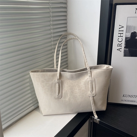 Borsa Tote in Pelle PU a Grande Capacità Con Stampa Leopardata Retrò Borsa a Tracolla Pendolare di Moda Donna Con Ciondolo