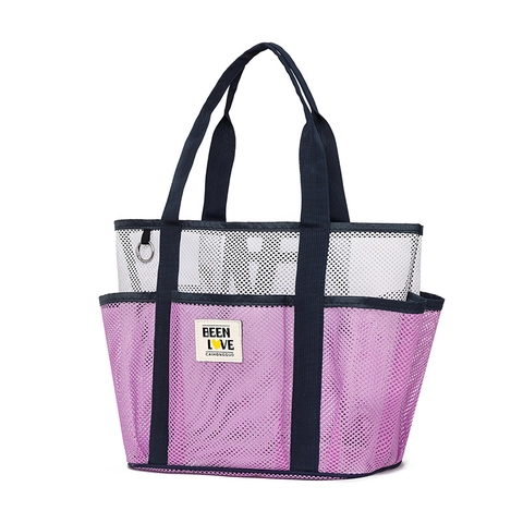 Grote Mesh Strandtas Met Meerdere Zakken Nylon Tote Voor Zwemmen Reizen Schouder Opbergtas Dames Handtas