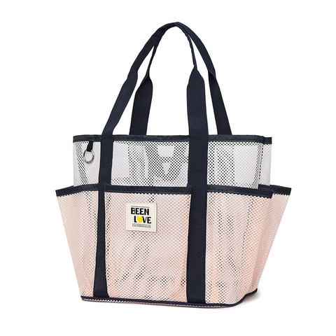 Grote Mesh Strandtas Met Meerdere Zakken Nylon Tote Voor Zwemmen Reizen Schouder Opbergtas Dames Handtas
