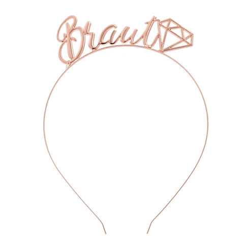 Rose Gold Alloy Bridal Headband German Braut Bride Lettering Hollow Diamond Tiara For Wedding Bachelorette Party Women Hair Accessories