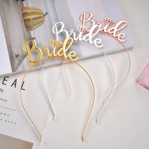 Legierung Bride Buchstaben Stirnband Mit Diamant-Ikone Für Junggesellenabschied Hochzeit Braut Kopfschmuck Gold Silber Roségold