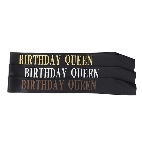 Elegante Birthday Queen Schärpe Polyester Satin Birthday Girl Party Schärpen Glitzer Druck Geburtstag Party Zubehör Für Damen
