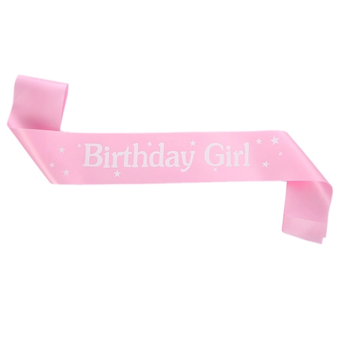 Écharpe Birthday Girl en Ruban de Satin Ceinture d'Étiquette de Fête d'Anniversaire Rose Rouge Imprimé pour Filles Femmes