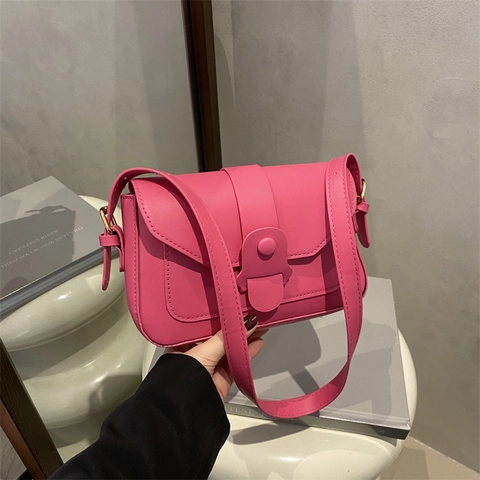 Bolso de Hombro de Cuero PU para Mujer Minimalista Urbano Color Sólido Costura Bolso Cuadrado Bandoulière Bolso de Diario