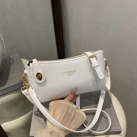 Borsa a Spalla da Donna in Pelle PU Vintage con Stampa a Lettere Borsa a Tracolla di Grande Capacità con Hardware Dorato
