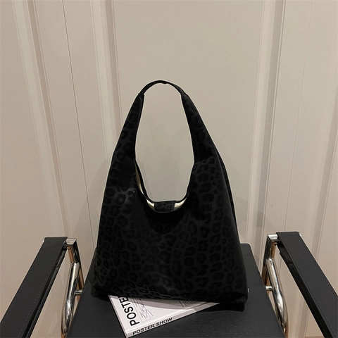 Vintage Leopardenmuster PU Leder Tragetasche Für Damen Große Kapazität Lässige Pendler Schultertasche Mode Hobo Handtasche
