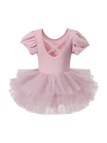 Vestito Tutù da Balletto per Ragazze Body Strass Maniche Volant Maglia Ginnastica Esibizione Danza per Bambini
