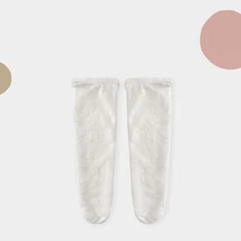 Chaussettes Mi-Bas en Dentelle pour Filles Princesse Floral Bord Volanté Maille Respirante Été Bébé Soie Élasthanne Blanc