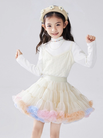 Girls Princess Mesh Tutu Skirt Multilayer Fluffy Petticoat For Party Performance Performance Baby Kids Puffy Skirt
