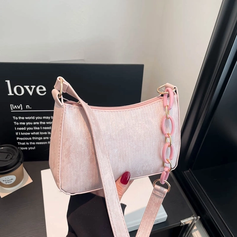 Borsa Baguette Donna Trendy 2025 Nuova Trama Verticale Pelle PU Catena Borsa a Tracolla Urban Casual Borsa Sottobraccio Moda