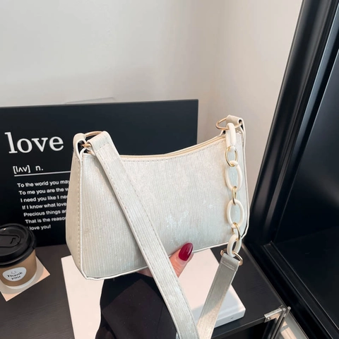 Borsa Baguette Donna Trendy 2025 Nuova Trama Verticale Pelle PU Catena Borsa a Tracolla Urban Casual Borsa Sottobraccio Moda