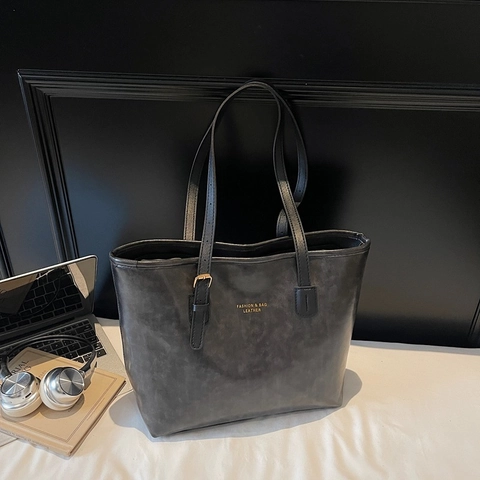 Borsa Tote in Pelle PU Grande Capacità Vintage Minimalista da Donna Borsa a Tracolla alla Moda per Pendolari Borsa Morbida Urbano