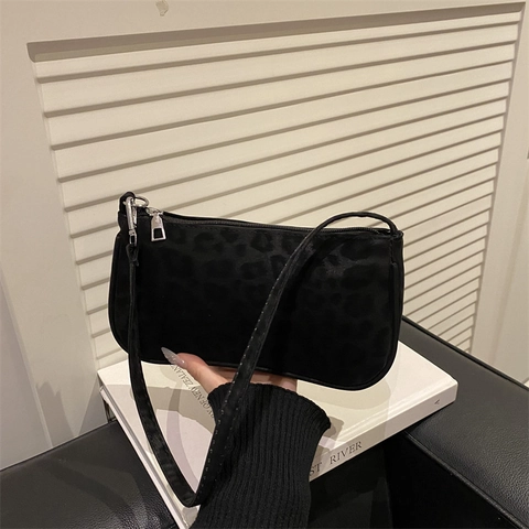 Damen Vintage Leopardendruck Achseltasche Kunstleder Baguette Schultertasche Modische Tiermuster Tägliche Lässige Tasche