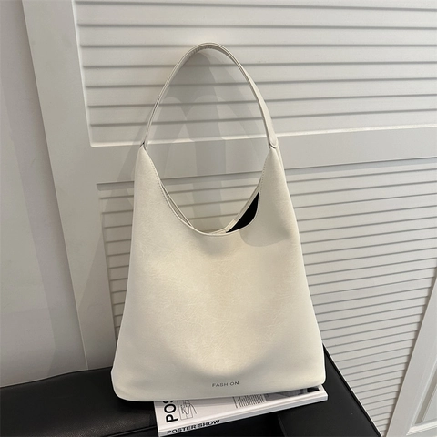 Women Large Capacity Tote Bag Fashion Stitching PU Leather Shoulder Bag Solid Color Commuting Hobo Handbag Travel Shopper Bag