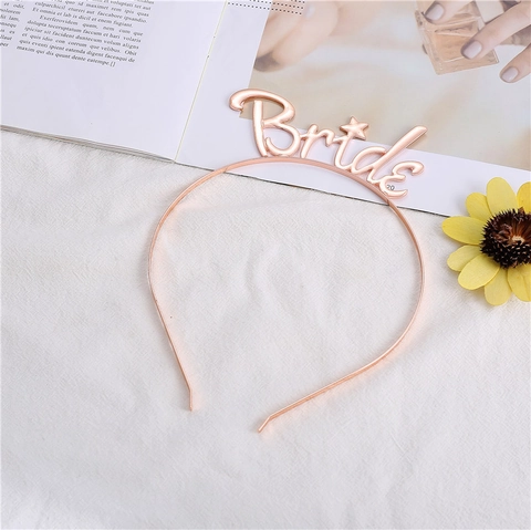 Cerchietto Rose Gold Bride To Be con Scritta Stella Elegante Lega Accessori Capelli Matrimonio per Addio al Nubilato Donne