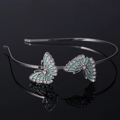 Cerchietto Per Capelli Con Farfalle In Smalto Verde Menta E Strass Per Ragazze Cerchietto In Lega Accessori Per Capelli