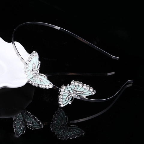 Cerchietto Per Capelli Con Farfalle In Smalto Verde Menta E Strass Per Ragazze Cerchietto In Lega Accessori Per Capelli