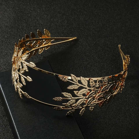 Barock Blatt Stirnband Griechische Göttin Stil Gold Silber Legierung Haarband Braut Hochzeit Party Kopfschmuck Mode Haarschmuck