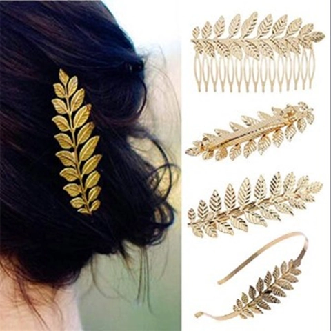Set Fascia per Capelli e Pettine Foglia d'Oro Vintage per Donna Stile Greco Barocco Fermaglio Foglia in Lega Accessori Capelli Sposa Matrimonio