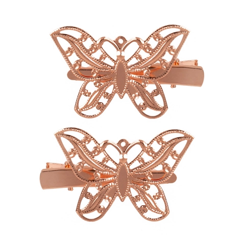 Vintage Hollow Butterfly Hair Clips Elegant Metal Filigree Duckbill Side Clips For Women Daily Hair Accessories Jewelry