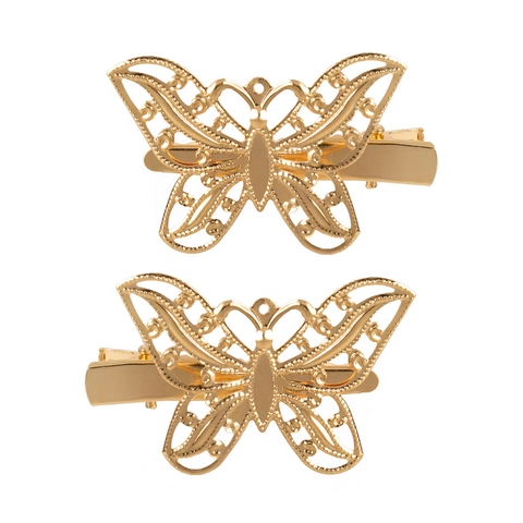 Vintage Hollow Butterfly Hair Clips Elegant Metal Filigree Duckbill Side Clips For Women Daily Hair Accessories Jewelry