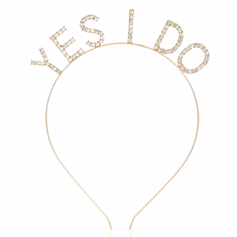 Nouveau Créatif YES I DO Lettre Strass Alliage Serre-Tête Mariée Enterrement de Vie de Jeune Fille Accessoires de Cheveux Mariage pour Femmes