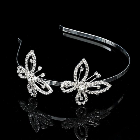 Cerchietto Per Capelli Con Farfalle E Strass Per Bambine Cerchio In Lega Di Cristallo Argento Per Compleanno E Natale